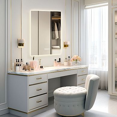 LED Vanity Mirror with Aluminum Frame, 3 Color Temps, and Fog-Free Surface