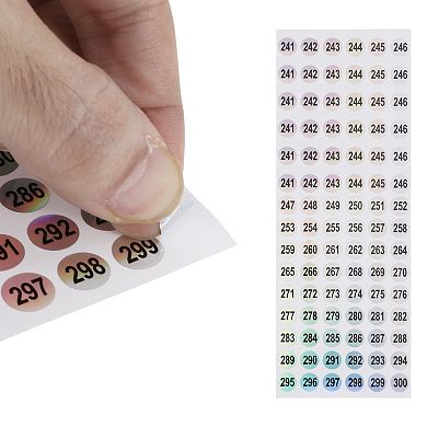 Consecutive Numbers Gift Stickers Colorful(241-300) 20 Pcs