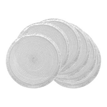 Set of 6 Round Woven Placemats, Farmhouse Mats with Tassel for Dining Table Decor 15x15 Inch