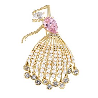 1Pcs/4 pc Pearl Ballet Dancer Brooches Crystal Rhinestone Brooch Pins Wedding Valentine's Day