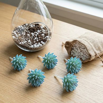 5 Pcs Realistic Flocked Artificial Succulents 2.8" Mini Faux Pinecone Picks Frosted Unpotted Plants