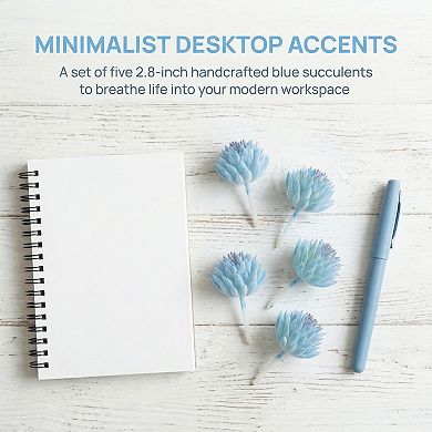 5 Pcs Realistic Flocked Artificial Succulents 2.8" Mini Faux Pinecone Picks Frosted Unpotted Plants