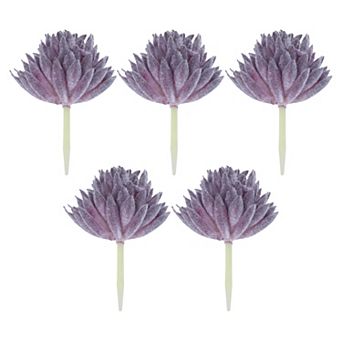5 pc Realistic Flocked Artificial Succulents 2.8" Mini Faux Pinecone Picks Frosted Unpotted Plants