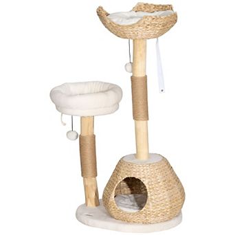 Multi-Level Cat Tree with Condo, Cushioned Beds, Scratching Post, and Toy Ball