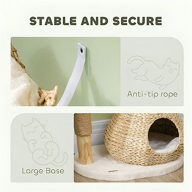 Multi-Level Cat Tree with Condo, Cushioned Beds, Scratching Post, and Toy Ball
