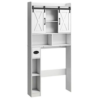 Over The Toilet Storage Cabinet, Farmhouse Bathroom Storage Cabinet with Sliding Doors