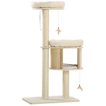 Multi-Level Cat Tree with 3 Platforms, Cushions, and Interactive Cat Toys