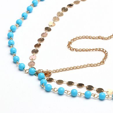 Headpiece Beaded Sequins Head Chain Blue 1 Pc