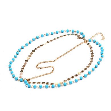 Headpiece Beaded Sequins Head Chain Blue 1 Pc