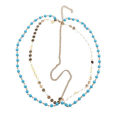 Headpiece Beaded Sequins Head Chain Blue 1 Pc
