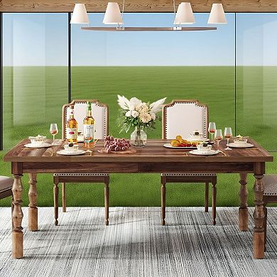 Rectangular Wood Table Farmhouse Style for Dining Room, Kitchen, or Bistro