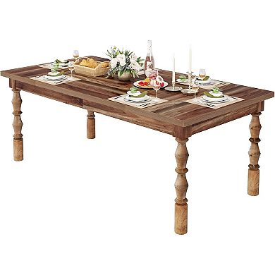 Rectangular Wood Table Farmhouse Style for Dining Room, Kitchen, or Bistro