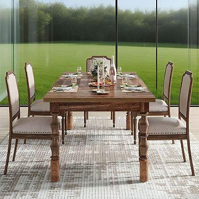 Rectangular Wood Table Farmhouse Style for Dining Room, Kitchen, or Bistro