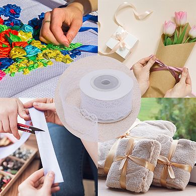 0.98"x29.53' Reusable Lace Gift Ribbon Style Seven White