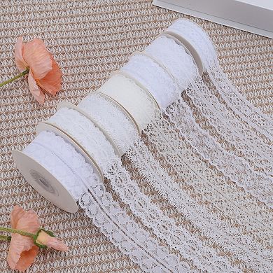 0.98"x29.53' Reusable Lace Gift Ribbon Style Seven White