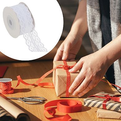 0.98"x29.53' Reusable Lace Gift Ribbon Style Seven White