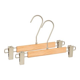 Set of 2 Wood Non Slip Hangers Durable and Space Saving for Clothing Closet Coat 12.6Inch
