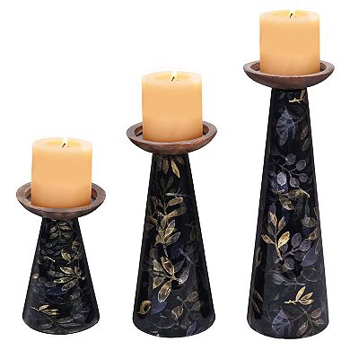 Pillar Candleholder Set Floral Enamel
