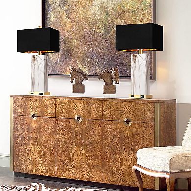 ELEMENT ACE Modern Touch Control Table Lamp Set with USB Ports and AC Outlet