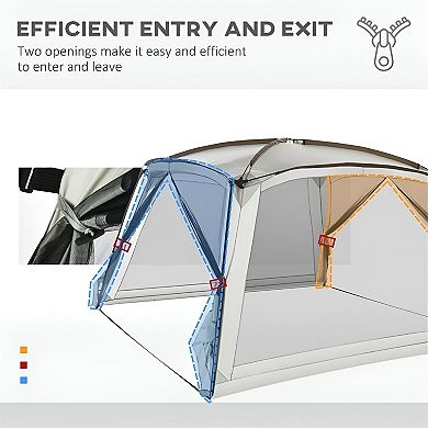 Outdoor Screen Room Canopy Tent with Mesh Panels for Camping and Backyard