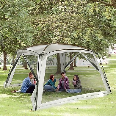 Outdoor Screen Room Canopy Tent with Mesh Panels for Camping and Backyard