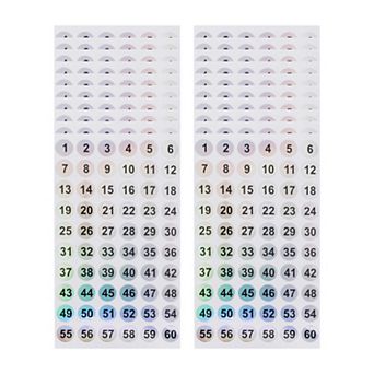 Consecutive Numbers Gift Stickers Colorful(1-60) 20 pc