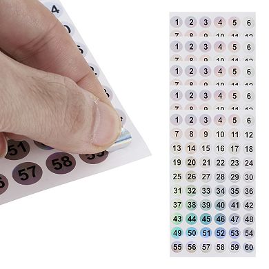 Consecutive Numbers Gift Stickers Colorful(1-60) 20 Pcs