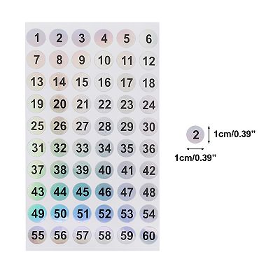Consecutive Numbers Gift Stickers Colorful(1-60) 20 Pcs