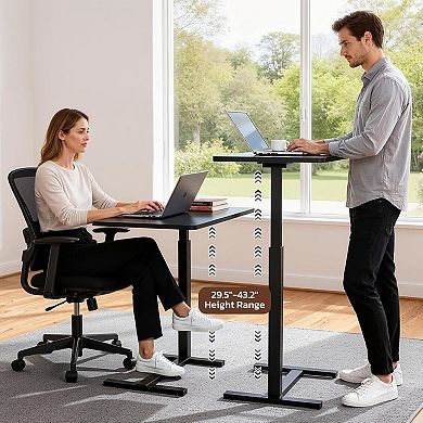 YIORTWO Adjustable Overbed Table with Wheels, Mobile Laptop Desk Standing Table