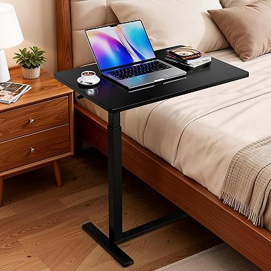 YIORTWO Adjustable Overbed Table with Wheels, Mobile Laptop Desk Standing Table