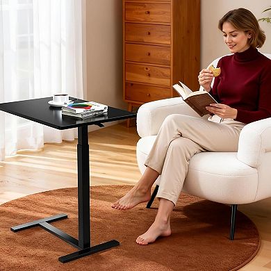 YIORTWO Adjustable Overbed Table with Wheels, Mobile Laptop Desk Standing Table