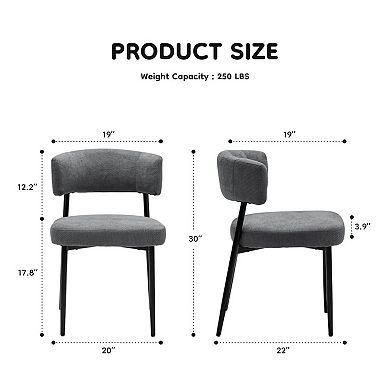 YIORTWO Modern Dining Chairs Set of 4, Upholstered Chairs with Curved Backrest & Metal Frame