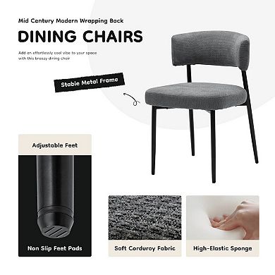 YIORTWO Modern Dining Chairs Set of 4, Upholstered Chairs with Curved Backrest & Metal Frame