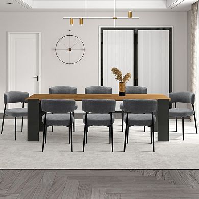 YIORTWO Modern Dining Chairs Set of 4, Upholstered Chairs with Curved Backrest & Metal Frame