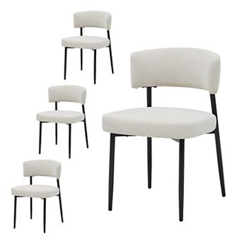 YIORTWO Modern Dining Chairs Set of 4, Upholstered Chairs with Curved Backrest & Metal Frame