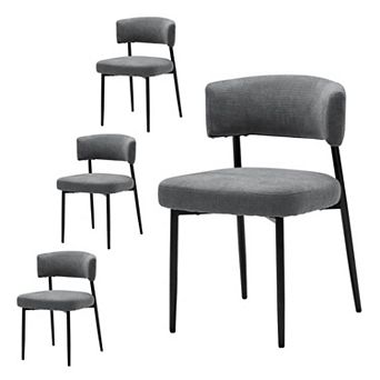 YIORTWO Modern Dining Chairs Set of 4, Upholstered Chairs with Curved Backrest & Metal Frame