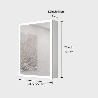 ELEMENT ACE Surface Mount LED Medicine Cabinet with Mirror and Digital Display