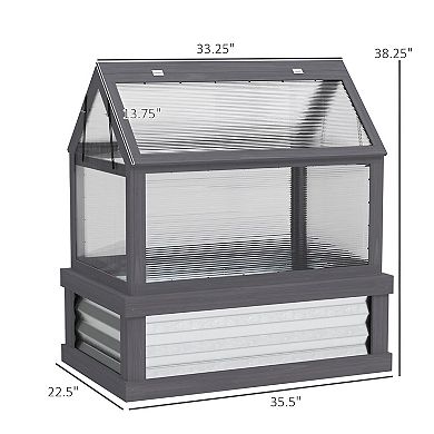 Raised Garden Bed with Cold Frame Greenhouse and Polycarbonate Panels for Patio Garden