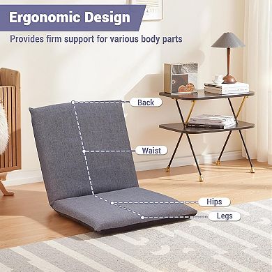 Adjustable Floor Sofa Gaming Chair - Padded Back Support and Cushioned Seat for Lounging