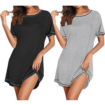 Ekouaer Nightgowns for Women 2 Pack Night Gowns Short Sleeve Sleepshirts Pullover Nightshirts Soft