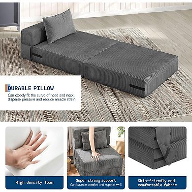 4-in-1 Folding Sofa Bed and Chair Bed - Convertible Tufted Sleeper with Pillow