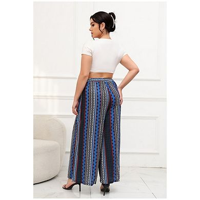 Womens Plus Size Women’s Palazzo Pants Elastic Waist, Wide Leg & Pockets