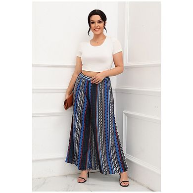 Womens Plus Size Women’s Palazzo Pants Elastic Waist, Wide Leg & Pockets