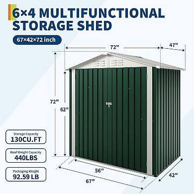 ANIXOL 6x4 FT Metal Outdoor Storage Shed