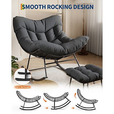 ANIXOL Cozy Papasan Rocking Chair with Footrest