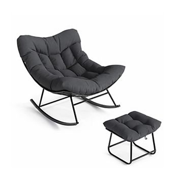 ANIXOL Cozy Papasan Rocking Chair with Footrest