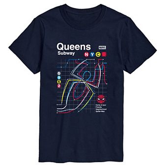 Big & Tall Marvel Spider-Man Queens Subway Map Graphic Tee