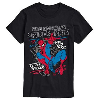 Big & Tall Marvel The Amazing Spider-Man Peter Parker Sketch Graphic Tee