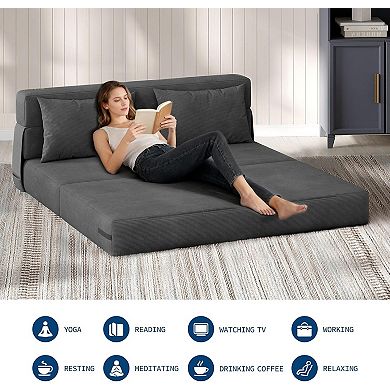 4-in-1 Folding Sofa Bed and Chair Bed - Convertible Tufted Sleeper with Pillow