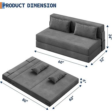 4-in-1 Folding Sofa Bed and Chair Bed - Convertible Tufted Sleeper with Pillow